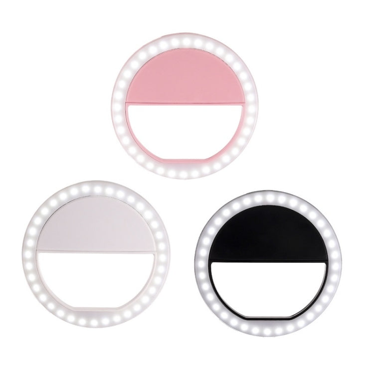 Ring-Shaped Mobile Phone Selfie Fill Light LED Flashlight For Live Photography, White, Black, Pink
