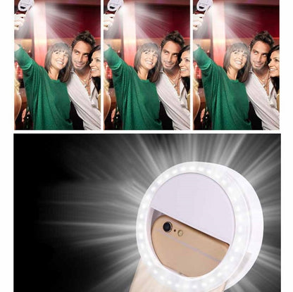 Ring-Shaped Mobile Phone Selfie Fill Light LED Flashlight For Live Photography, White, Black, Pink