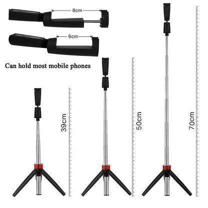 Bluetooth Selfie Stick Integrated Video Broadcasting Tripod Selfie Stick, Black, White