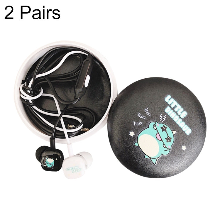 2 Pairs Cartoon Pattern Heavy Bass In-Ear Headphones Universal Wired Headphones with Microphone��...