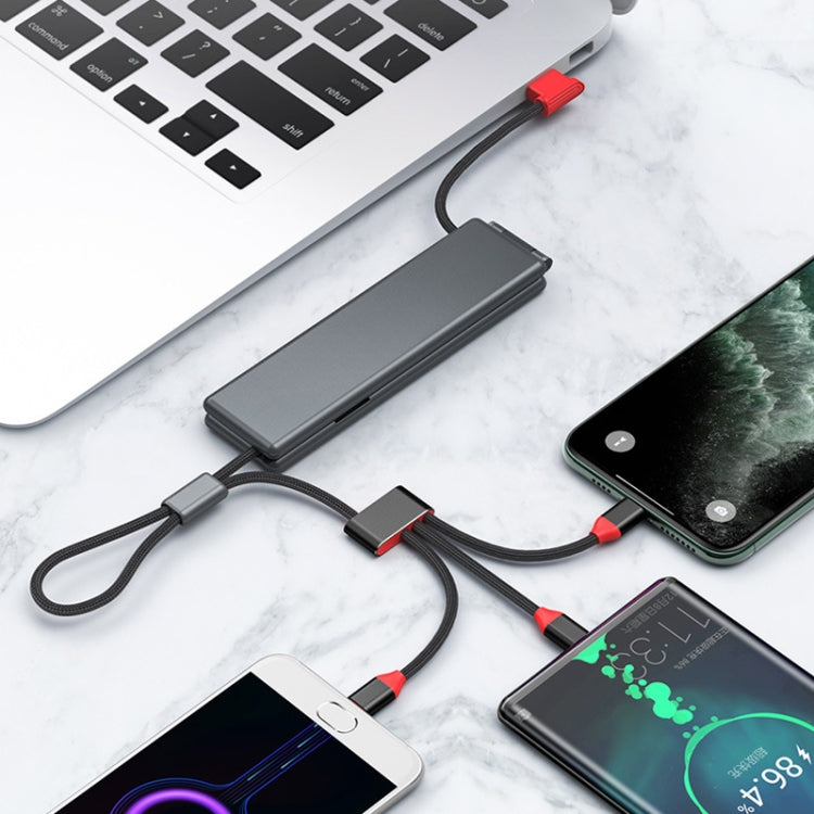 Oatsbasf 03083 Portable Multi-Function Micro USB + USB-C / Type-C + 8 Pin 3 in 1 Charging Cable��...