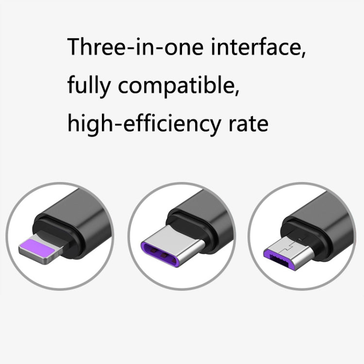 2 PCS ZZ034 USB To 8 Pin + USB-C / Type-C + Micro USB 3 In 1 Fast Charging Cable, Style:���������...