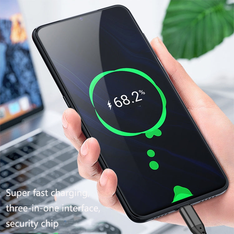 2 PCS ZZ034 USB To 8 Pin + USB-C / Type-C + Micro USB 3 In 1 Fast Charging Cable, Style:���������...