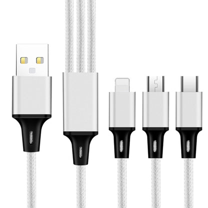 2 PCS ZZ034 USB To 8 Pin + USB-C / Type-C + Micro USB 3 In 1 Fast Charging Cable, Style:���������...