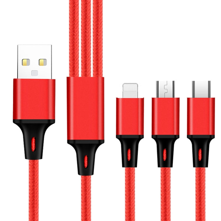 2 PCS ZZ034 USB To 8 Pin + USB-C / Type-C + Micro USB 3 In 1 Fast Charging Cable, Style:���������...