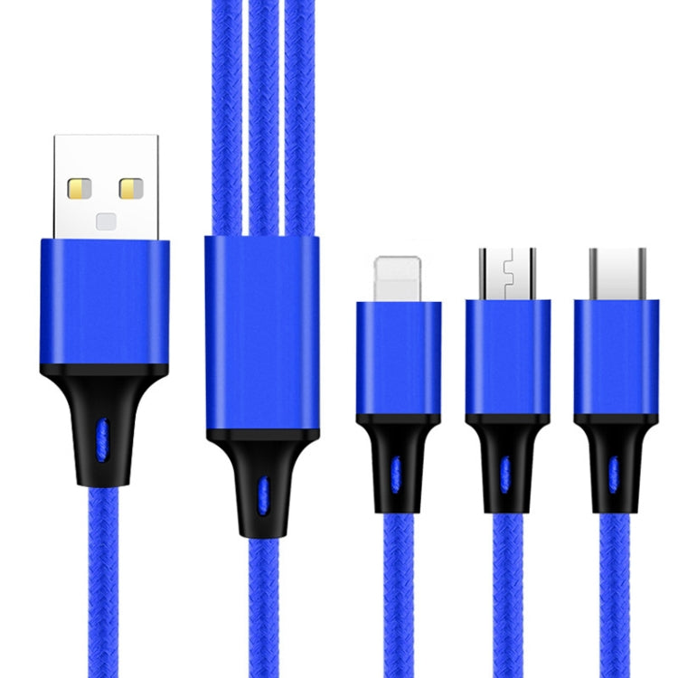 2 PCS ZZ034 USB To 8 Pin + USB-C / Type-C + Micro USB 3 In 1 Fast Charging Cable, Style:���������...