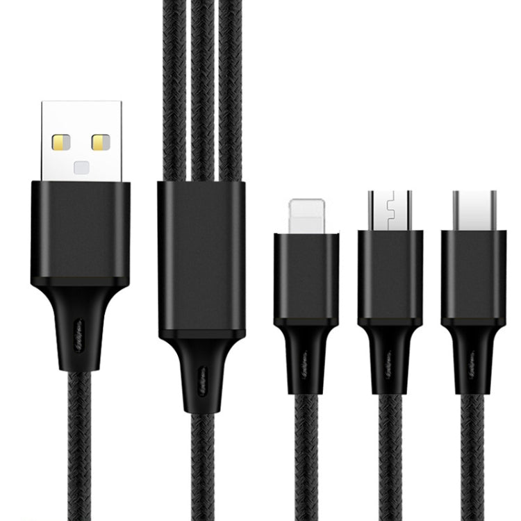 2 PCS ZZ034 USB To 8 Pin + USB-C / Type-C + Micro USB 3 In 1 Fast Charging Cable, Style:���������...