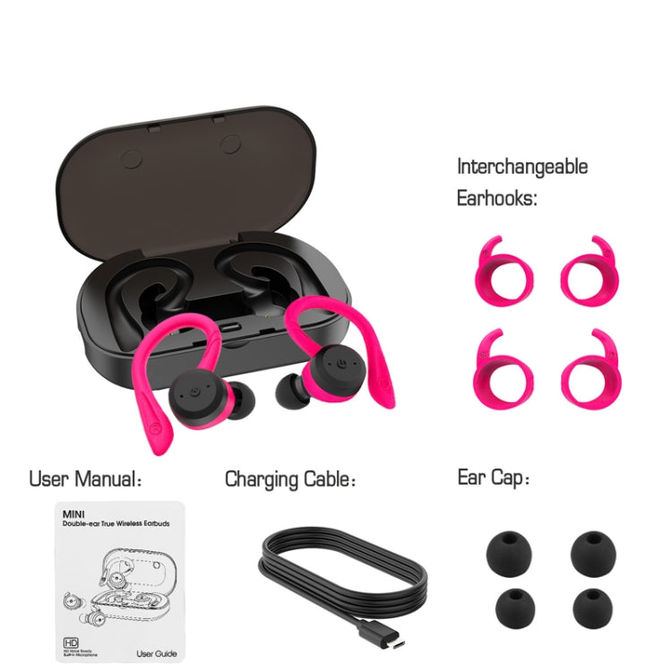 BE1032 Ear-mounted Waterproof Sports TWS Wireless Bluetooth Earphone, Black, Fluorescent Green���...