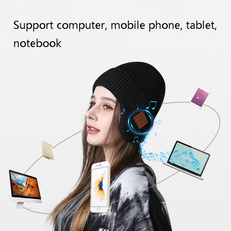 TR Ear-Covered Bluetooth Music Hat 5.0 Binaural Stereo Headphone Cap, Black, Dark Gray