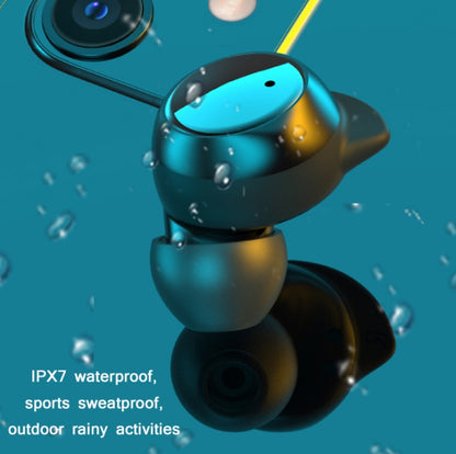 TWS-22 Bluetooth 5.0 In-Ear Sports Waterproof Noise Cancelling Touch Control Mini Headphones, Bla...