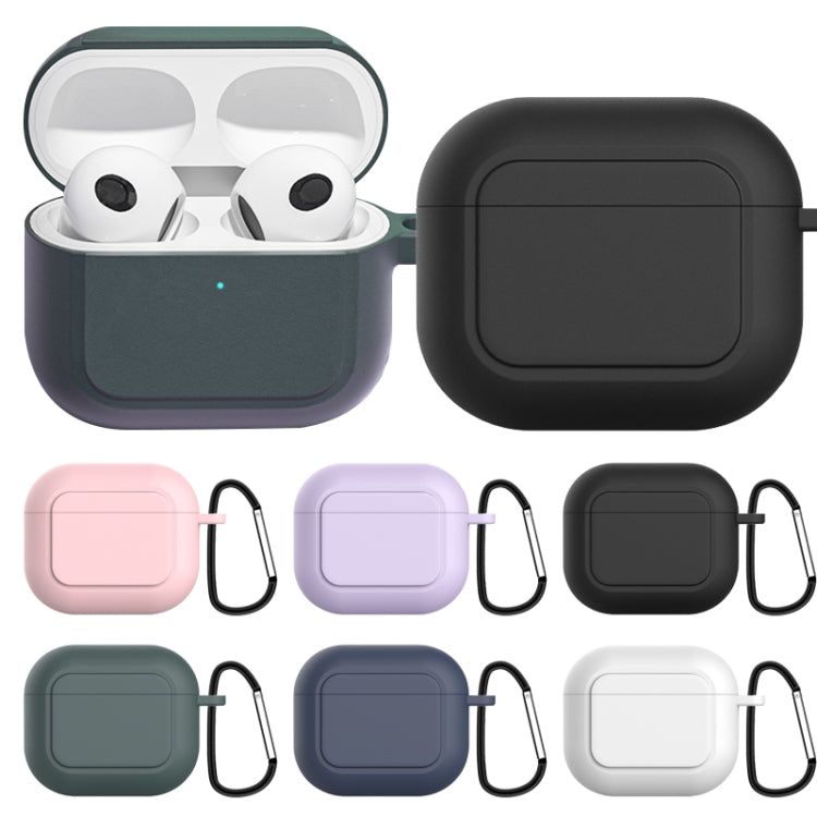 Silicone Shockproof Cover with Metal Buckle For AirPods 3, Night Green, White, Pink, Hyacinth Pur...