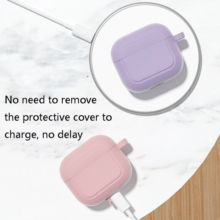 Silicone Shockproof Cover with Metal Buckle For AirPods 3, Night Green, White, Pink, Hyacinth Pur...