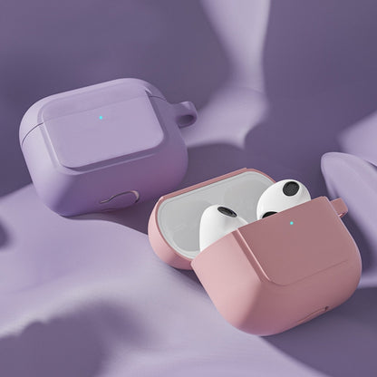 Silicone Shockproof Cover with Metal Buckle For AirPods 3, Night Green, White, Pink, Hyacinth Pur...