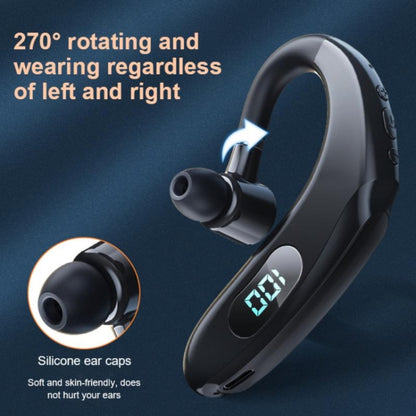 Q20 Bluetooth 5.2 Business Digital Display Sports Earhook Stereo Earphone, Q20 Black, Q20 White��...