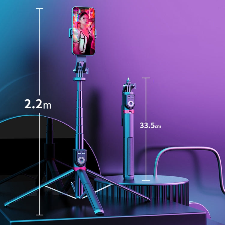 360-Degree Rotating Foldable Bluetooth Selfie Sticks Live Stand, Spec:, P220 TK (Double Clip)����...