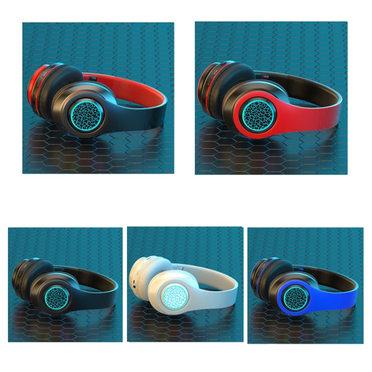 B39 Wireless Bluetooth Headset Subwoofer With Breathing Light Support TF Card, Black Red, Red Bla...