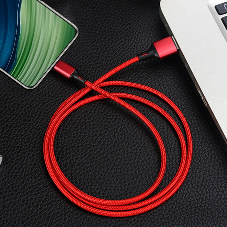 4 PCS 2.4A USB-C / Type-C to USB Braided Fast Charging Sync Data Cable, Length:, 0.25m (Red)�����...