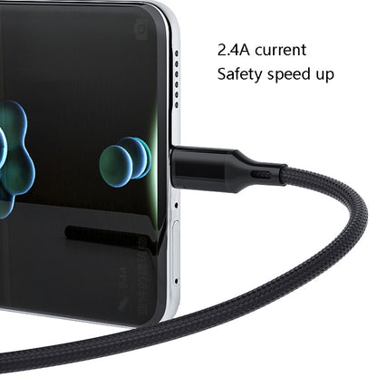 4 PCS 2.4A USB-C / Type-C to USB Braided Fast Charging Sync Data Cable, Length:, 0.25m (Red)�����...