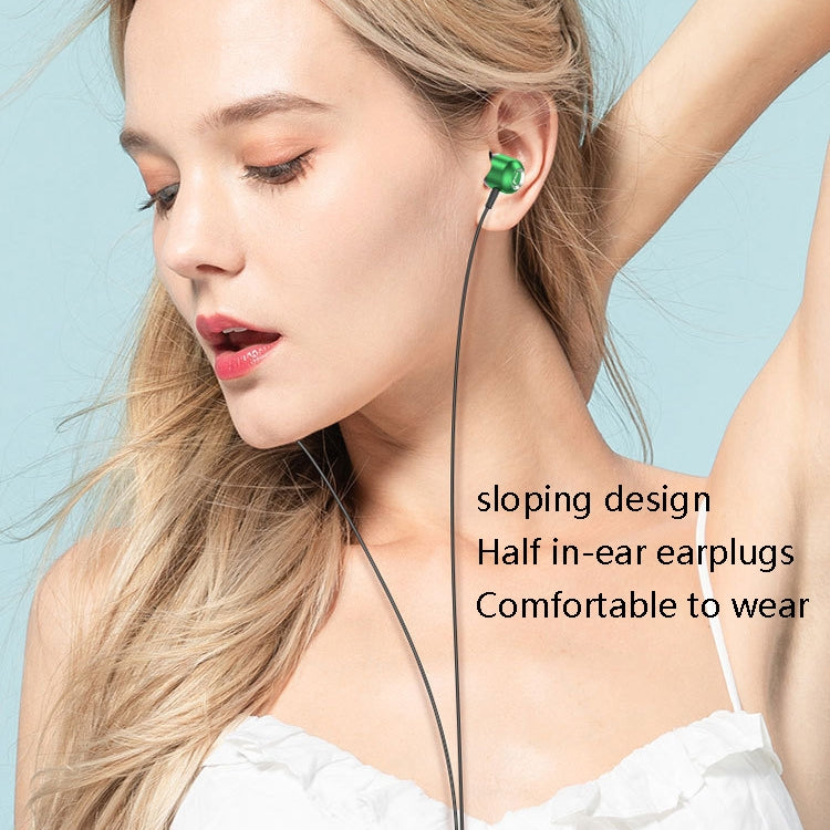 2 PCS TS6000 3.5mm Metal Elbow In-Ear Wired Control Earphone with Mic, White, Red, Green, Black