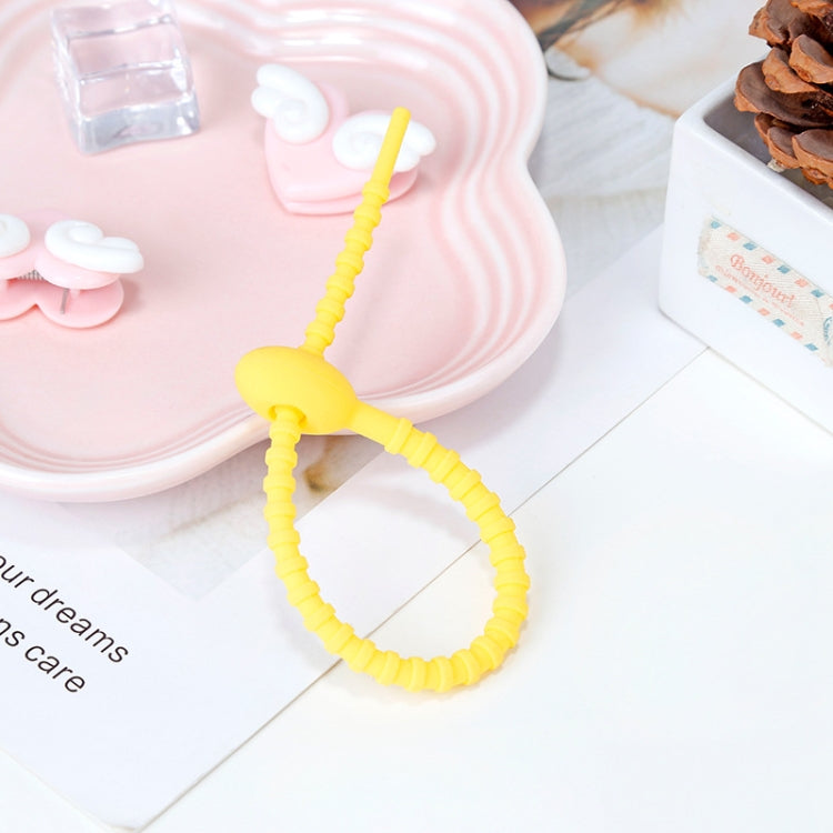20 PCS Silicone Data Cable Storage Strap Cable Organizer, 21cm Brown, 21cm Grey, 21cm Yellow�����...