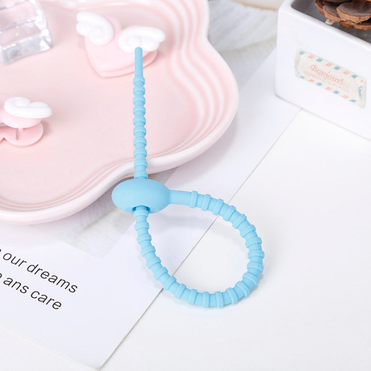 20 PCS Silicone Data Cable Storage Strap Cable Organizer, 21cm Brown, 21cm Grey, 21cm Yellow�����...