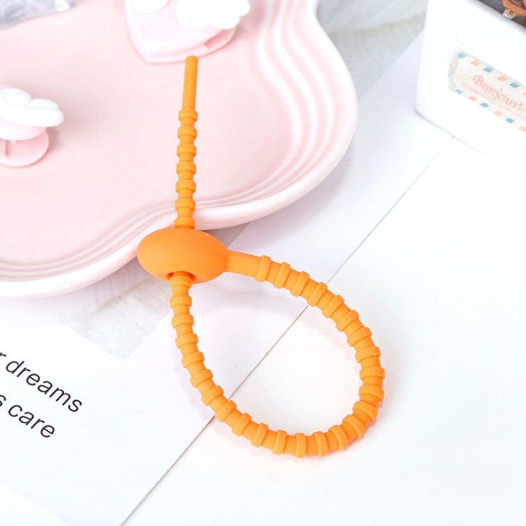 20 PCS Silicone Data Cable Storage Strap Cable Organizer, 21cm Brown, 21cm Grey, 21cm Yellow�����...