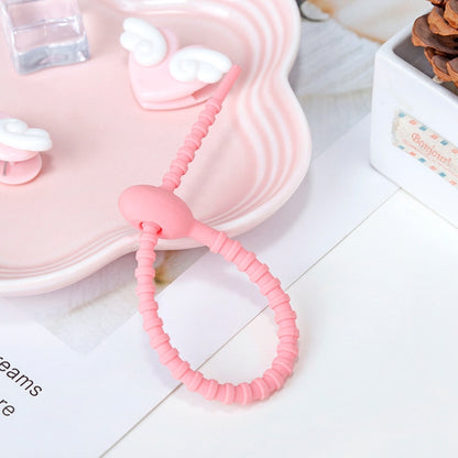 20 PCS Silicone Data Cable Storage Strap Cable Organizer, 21cm Brown, 21cm Grey, 21cm Yellow�����...