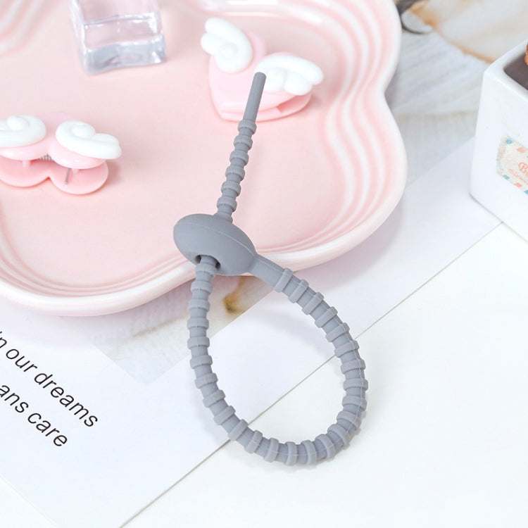 20 PCS Silicone Data Cable Storage Strap Cable Organizer, 21cm Brown, 21cm Grey, 21cm Yellow�����...
