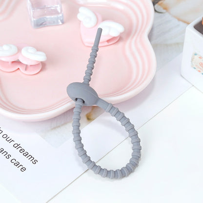 20 PCS Silicone Data Cable Storage Strap Cable Organizer, 21cm Brown, 21cm Grey, 21cm Yellow�����...