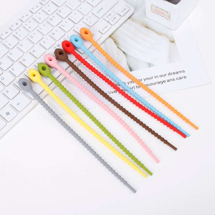 20 PCS Silicone Data Cable Storage Strap Cable Organizer, 21cm Brown, 21cm Grey, 21cm Yellow�����...
