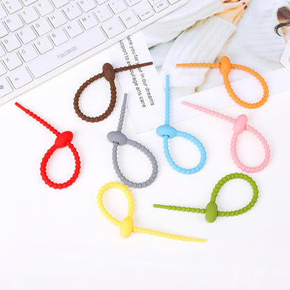 20 PCS Silicone Data Cable Storage Strap Cable Organizer, 21cm Brown, 21cm Grey, 21cm Yellow�����...