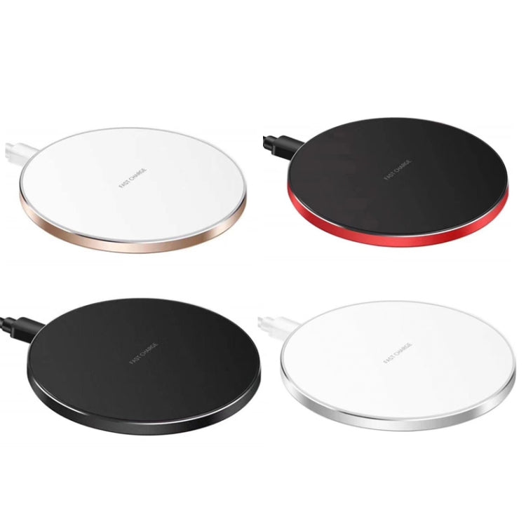 15W Metal Round Wireless Charger Smart Fast Charge, Black + Black Surface, Silver + White Surface...