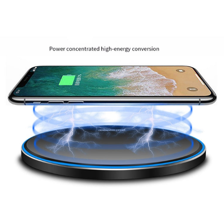 15W Metal Round Wireless Charger Smart Fast Charge, Black + Black Surface, Silver + White Surface...