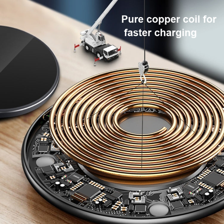15W Metal Round Wireless Charger Smart Fast Charge, Black + Black Surface, Silver + White Surface...