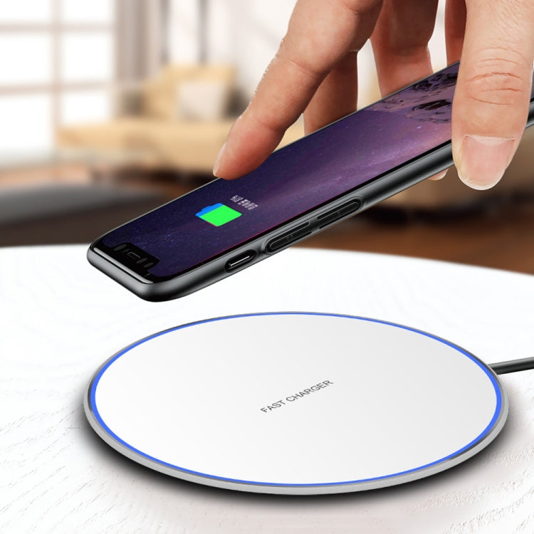 15W Metal Round Wireless Charger Smart Fast Charge, Black + Black Surface, Silver + White Surface...