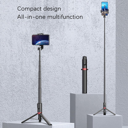 Desktop Multi-Function Live 1.3m Tripod Portable Integrated Bluetooth Selfie Rod, Black Red, Blac...