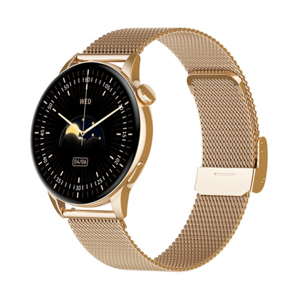 HD1 1.3 Inch AMOLED Screen Smart Watch with NFC Function, Gold Steel+Silicone Strap��������������...