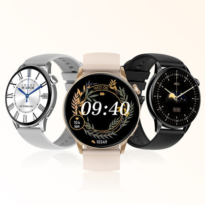HD1 1.3 Inch AMOLED Screen Smart Watch with NFC Function, Gold Steel+Silicone Strap��������������...