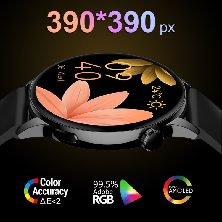 HD1 1.3 Inch AMOLED Screen Smart Watch with NFC Function, Gold Steel+Silicone Strap��������������...