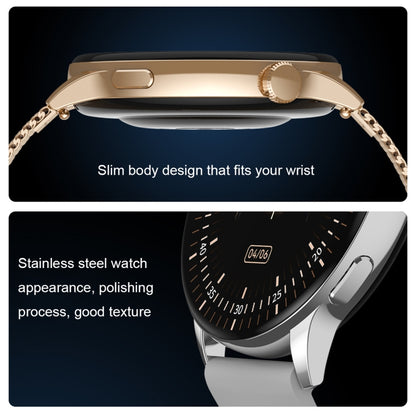 HD1 1.3 Inch AMOLED Screen Smart Watch with NFC Function, Gold Steel+Silicone Strap��������������...