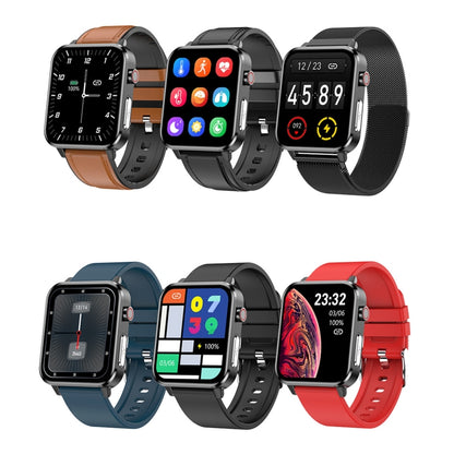 LOANIY E86 1.7 Inch Heart Rate Monitoring Smart Bluetooth Watch, Blue, Black, Red, Black Leather�...