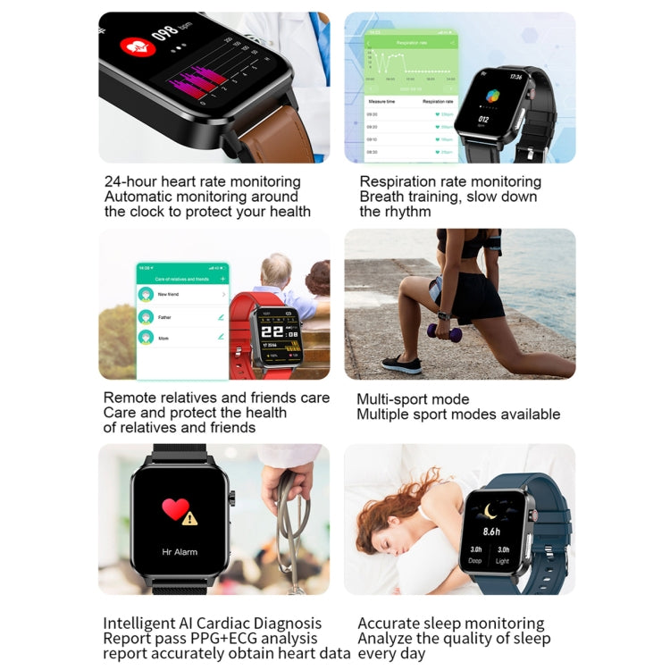 LOANIY E86 1.7 Inch Heart Rate Monitoring Smart Bluetooth Watch, Blue, Black, Red, Black Leather�...