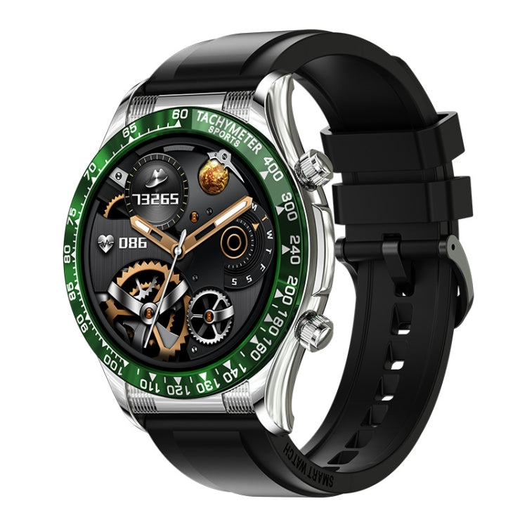 LOANIY E18 Pro Smart Bluetooth Calling Watch with NFC Function, Black Silicone, Green Silicone���...