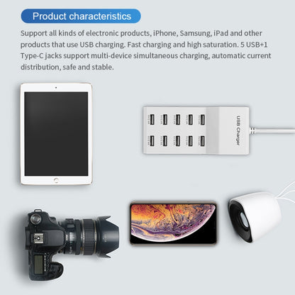 USB Multi-port Charger Mobile Phone Fast Charging Universal Fast Adapter, 10 Interface US Plug���...