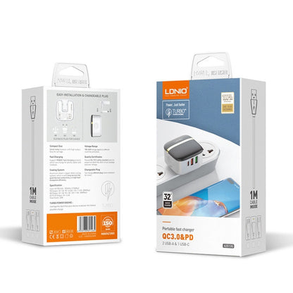 LDNIO A3513Q 32W QC3.0 3 USB Ports Phone Adapter, US Plug with Micro USB Cable�������������������...