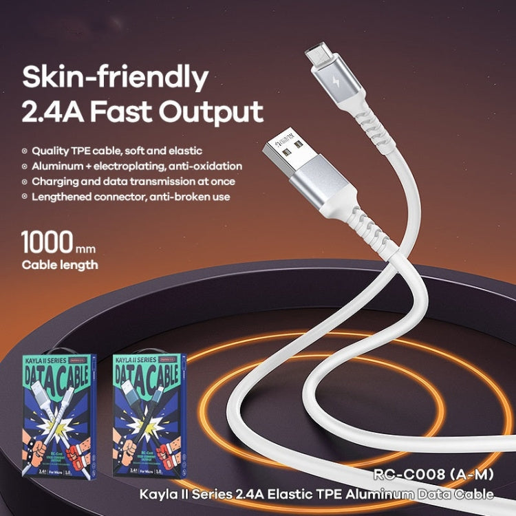 REMAX RC-C008 2.4A TPE Soft Anti-breakage Data Cable,Length 1m