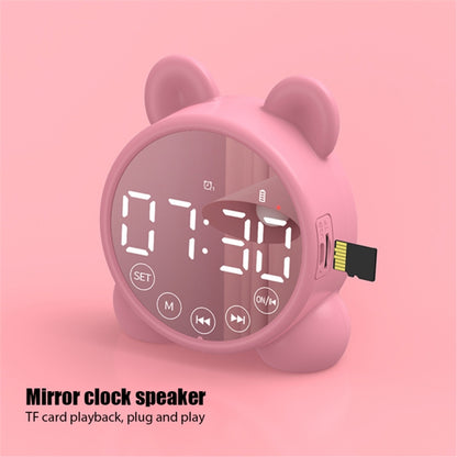 P1 Mini Card Mirror Clock Wireless Bluetooth Speaker with FM Radio