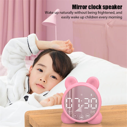 P1 Mini Card Mirror Clock Wireless Bluetooth Speaker with FM Radio