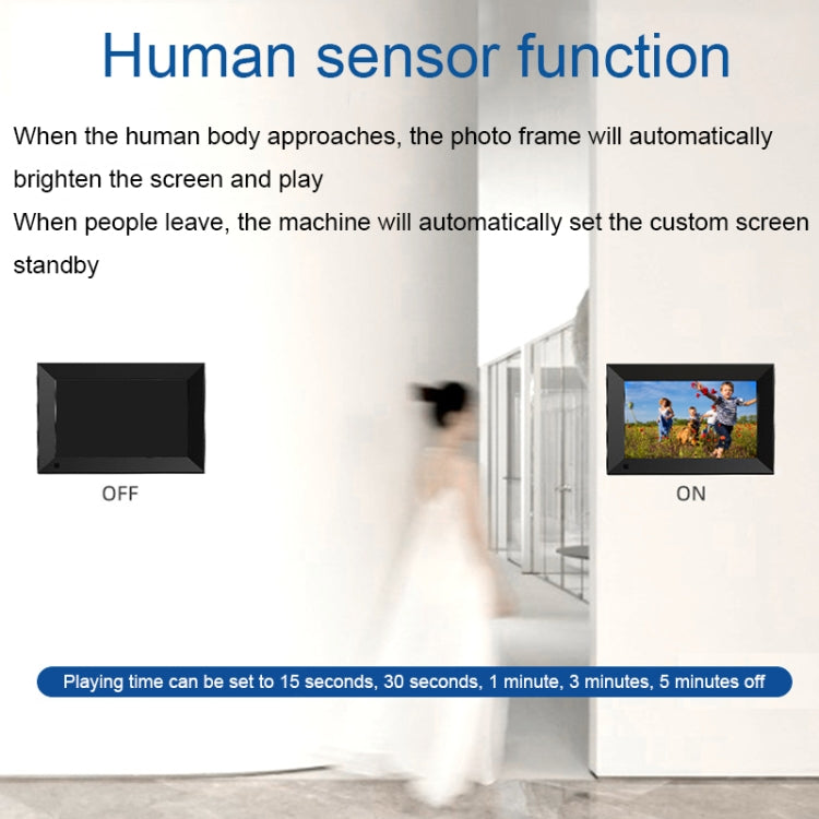 JT101F-C01 10.1-Inch Smart Touch Electronic Photo Frame With Human Sensor Function, US Plug������...