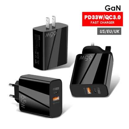 A502 65W USB-C/Type-C+USB Dual Port GaN Charger QC3.0 Laptop Universal Charger, EU Plug Black����...